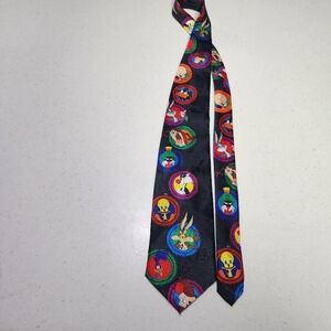 Vintage 90s Looney Tunes Mania Men’s Tie Bugs Bunny Tweety Taz Road Runner